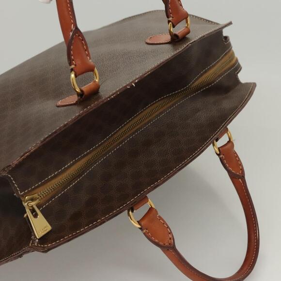 CELINE Macadam Canvas Hand Bag Pvc Leather Brown Gold - Picture 6 of 13